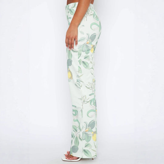 Damen lässige Cargo-Hose mit frischem botanischem Print EB