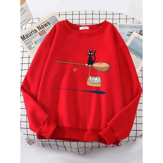 Damen Sweatshirt mit kreativem Katzenmotiv EB