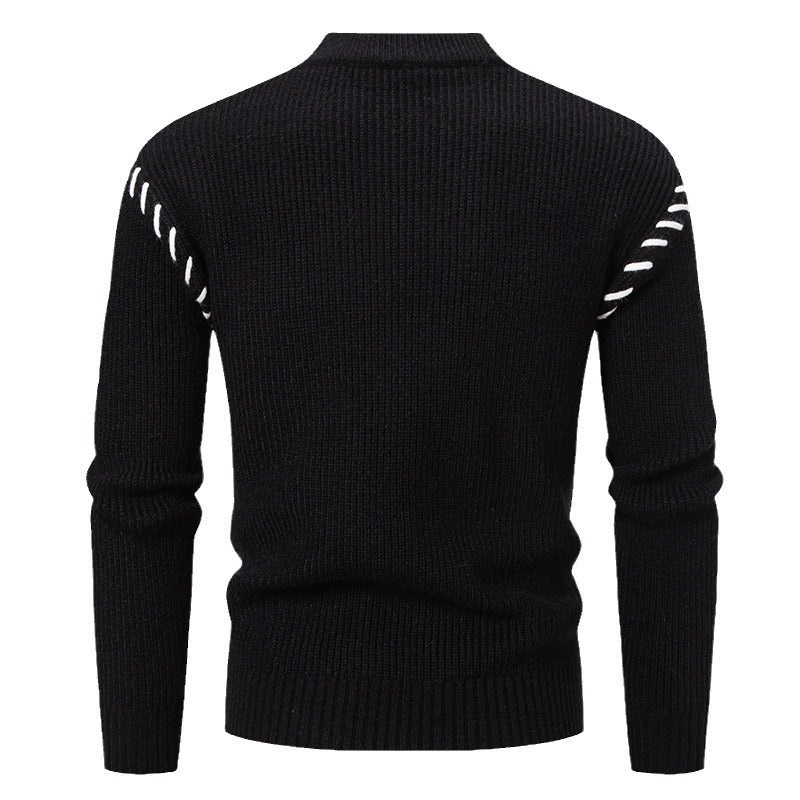 Herren modischer Strickpullover mit einzigartigem Design und hohem Kragen EB