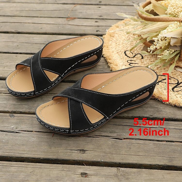 Damen Komfortable Wedge-Pantoletten EB
