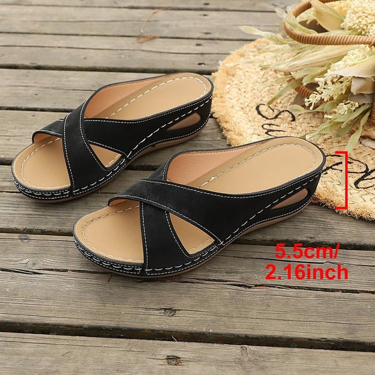 Damen Komfortable Wedge-Pantoletten EB