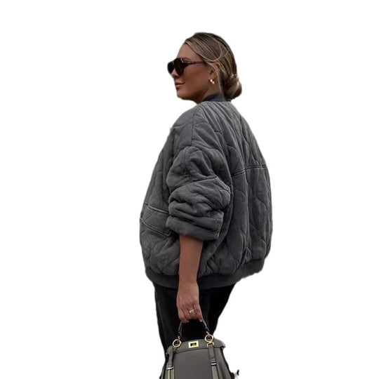 Damen gesteppte Oversized-Bomberjacke mit weichem Futter und luxuriösem Schnitt EB