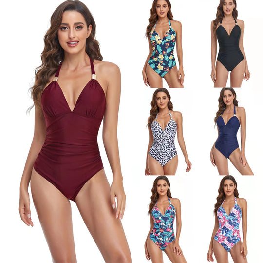Damen Eleganter Hochgeschnittener Badeanzug EB