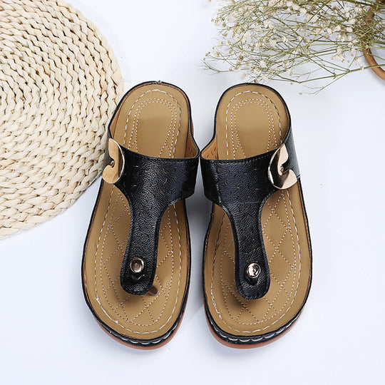 Damen Bequeme Zehentrenner-Sandalen mit verstellbarem Riemen und gepolsterter Sohle EB