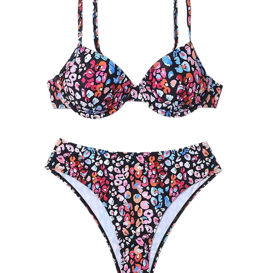Damen Bikini-Set mit tierischem Mustermix EB