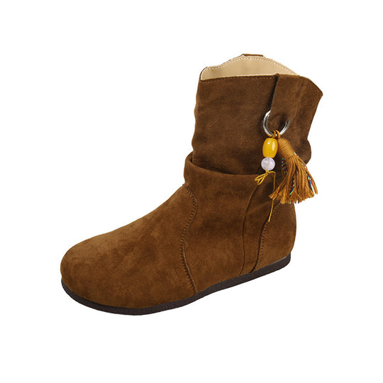 Damen Bequeme Winterstiefel aus weichem Wildleder mit modischem Designschnallen EB