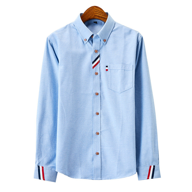 Herren nan modernes Oxford-Hemd mit Button-Down-Kragen, Brusttasche und dezenter Streifenverzierung EB