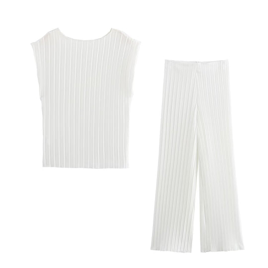 Damen Plissierte Hochwasserhose EB