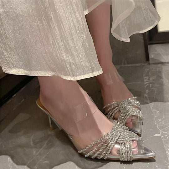 Damen spitze Slingback Pumps mit funkelnden Strassverzierungen EB