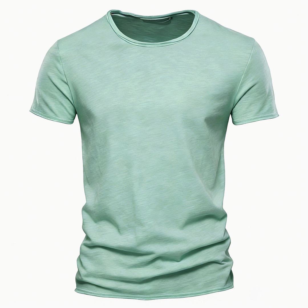 Herren nan leichtes Baumwollshirt mit Rundhalsausschnitt und schlanker Passform EB