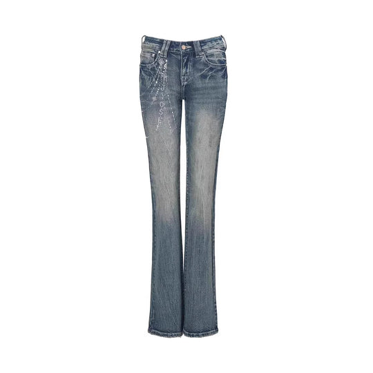 Damen Flared Jeans mit funkelnden Applikationen EB