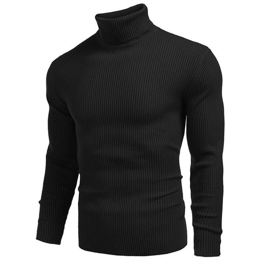 Herren eleganter Rollkragenpullover aus ribbed Strick EB
