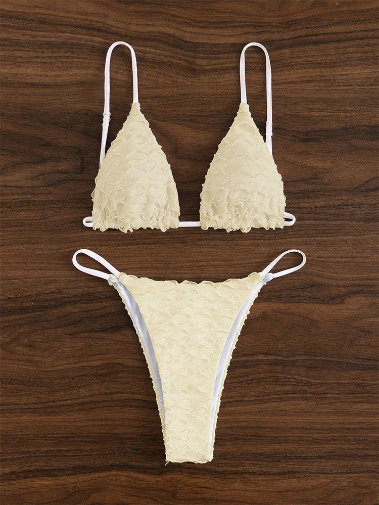 Damen Triangel-Bikini mit strukturiertem Rüschendesign EB