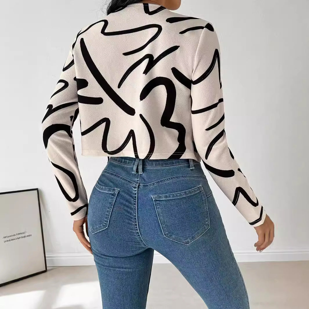 Damen elegante Kurzjacke mit einzigartigem grafischem Muster EB