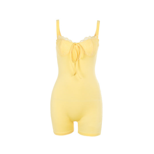 Damen Elegantes Bodysuit mit Spitzenakzenten EB