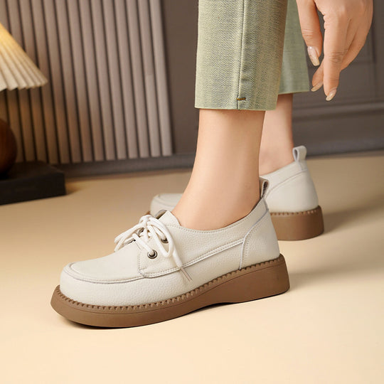 Damen Bequeme Schnürschuhe aus hochwertigem Leder mit ergonomischem Fußbett EB
