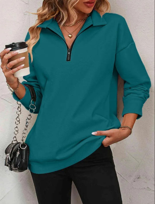 Damen Sweatshirt mit praktischer Reißverschlussöffnung und lässigem Schnitt EB
