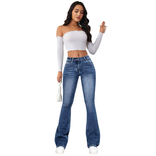 Damen Flared Jeans mit hohem Bund und weichem Denim EB