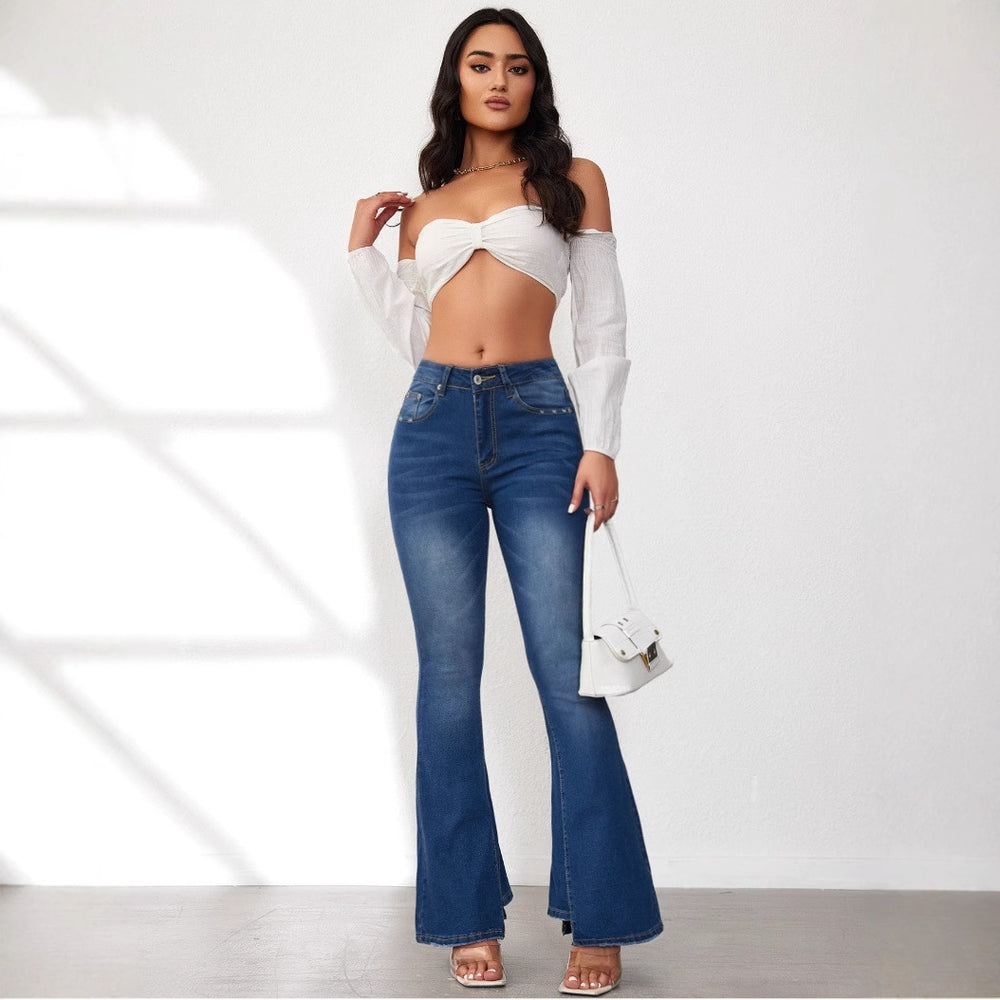Damen Flared Jeans mit hohem Bund und eleganter Schnittführung EB