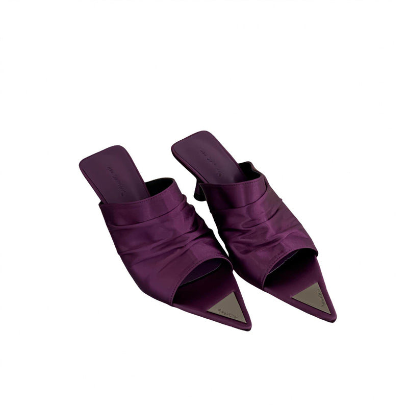 Damen offene Mules mit elegantem Rüschendesign EB
