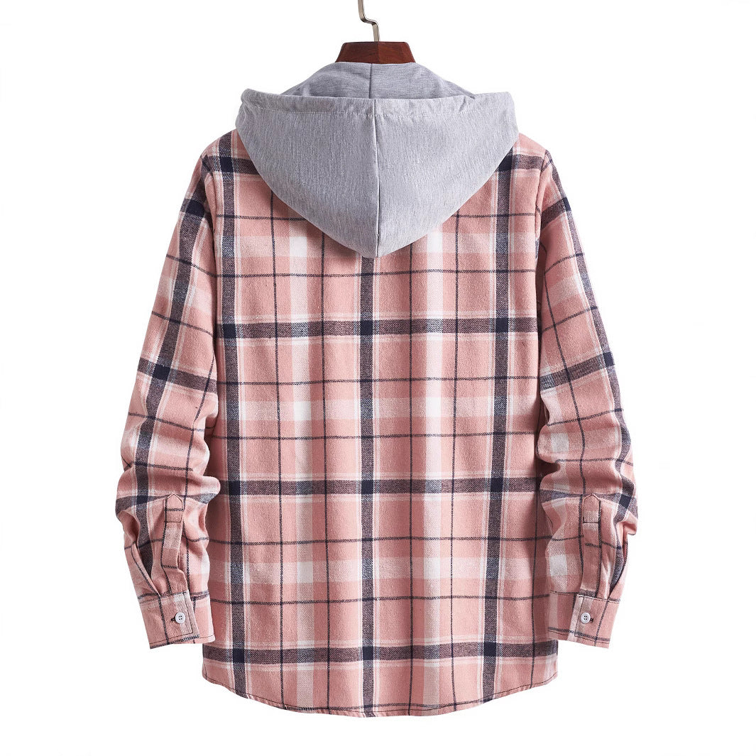 Herren Overshirt mit Kapuze im modernen Karo-Design EB