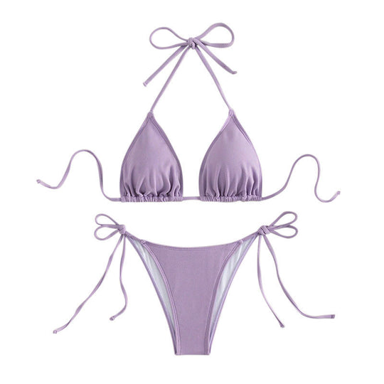 Damen Triangel-Bikini mit verstellbaren Bindebändern und seitlichen Schleifen EB