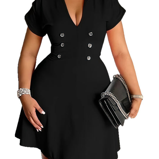 Damen Etuikleid mit doppelter Knopfleiste und femininer Silhouette EB