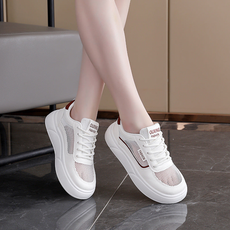 Damen modische Sneakers mit atmungsaktiven Mesh-Einsätzen und hoher Laufsohle EB