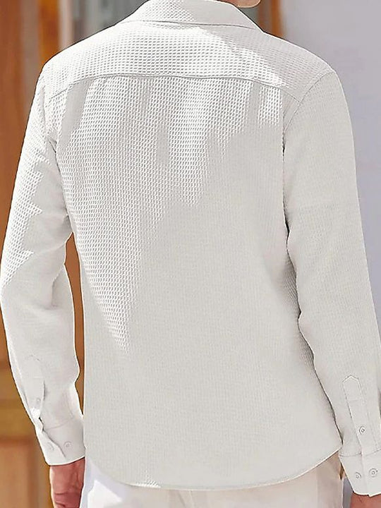 Herren elegantes Langarmhemd mit strukturiertem Muster EB