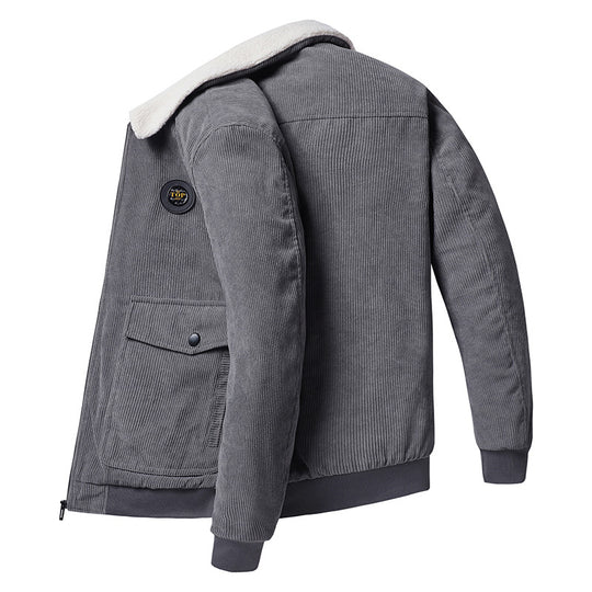 Herren Cordblouson im Bomberstil mit Teddykragen und Pattentaschen EB