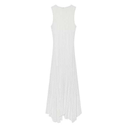 Damen elegantes Langarmkleid mit asymmetrischem Saum und feinen Texturen EB