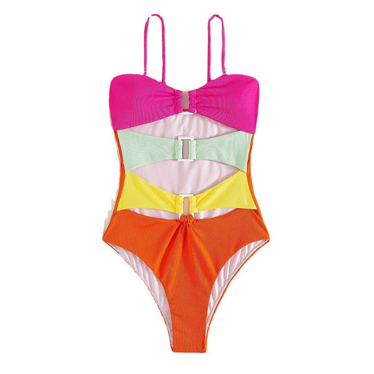Damen Modischer Cut-Out-Bikini mit Verstellbarem Oberteil EB