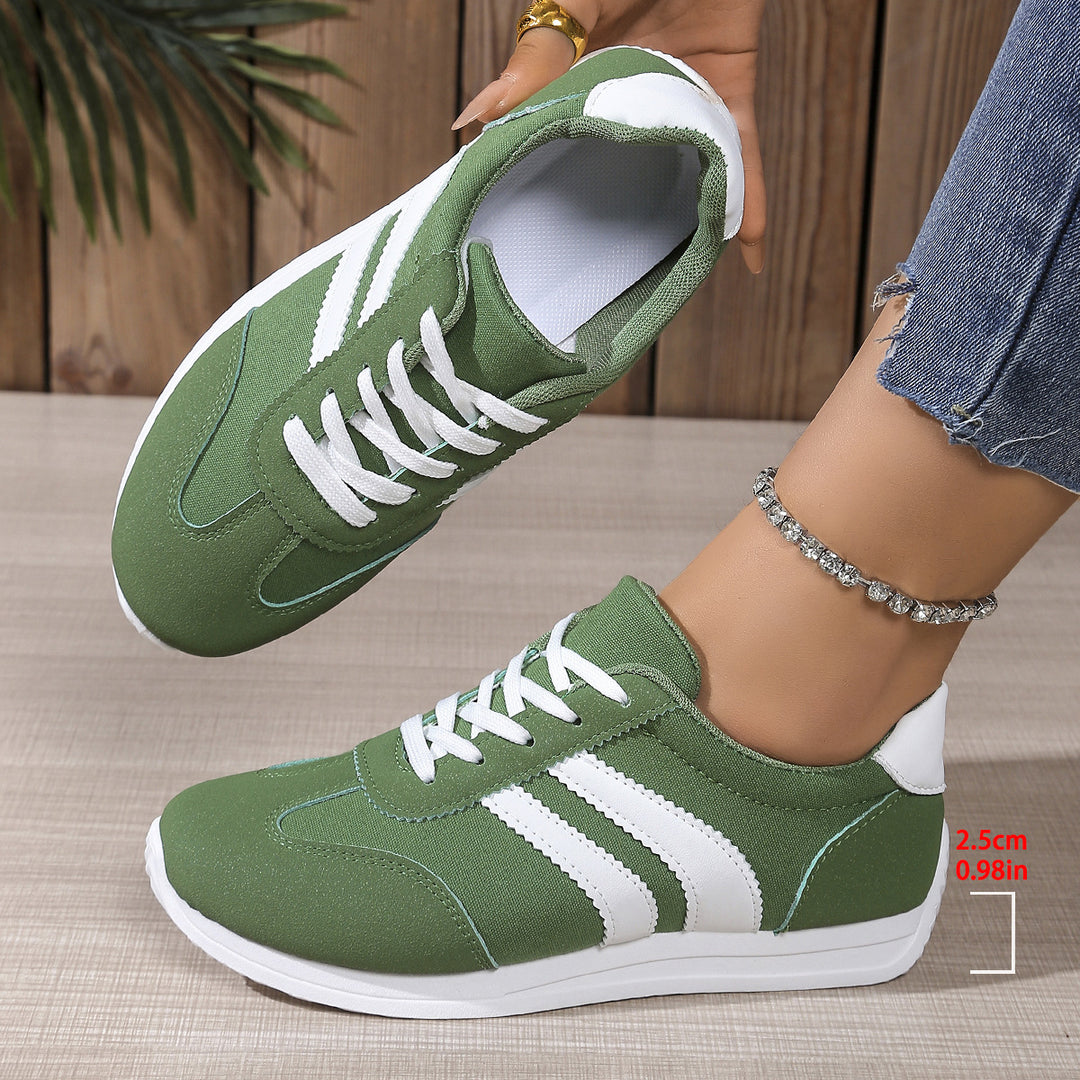 Damen  leichte Retro-Canvas-Sneaker mit gepolsterter Innensohle, flexibler Laufsohle und dezenter Streifen-Optik EB