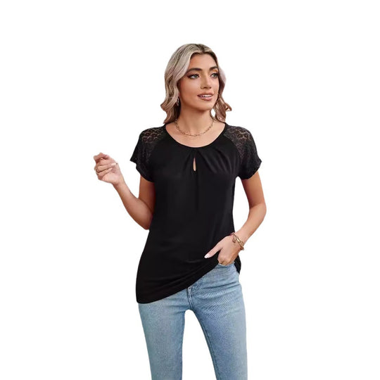 Damen T-Shirt mit Spitzendetails EB