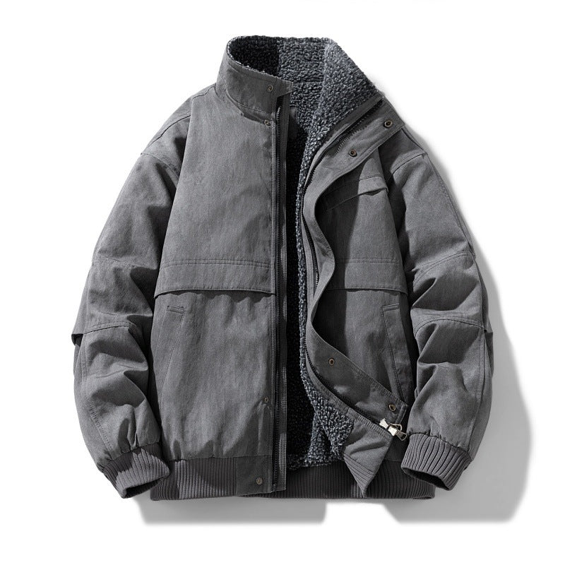 Herren gefütterte Winterjacke mit Teddyfutter, winddichter Außenhülle und bomber-inspirierter Passform EB