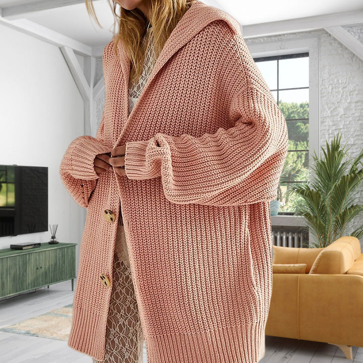 Damen oversized Strickjacke mit offener Front und praktischen Taschen EB