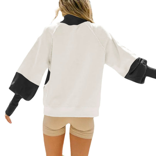 Damen nan oversized Raglan-Sweatshirt mit Stehkragen und funkelndem Weihnachts-Strassprint EB