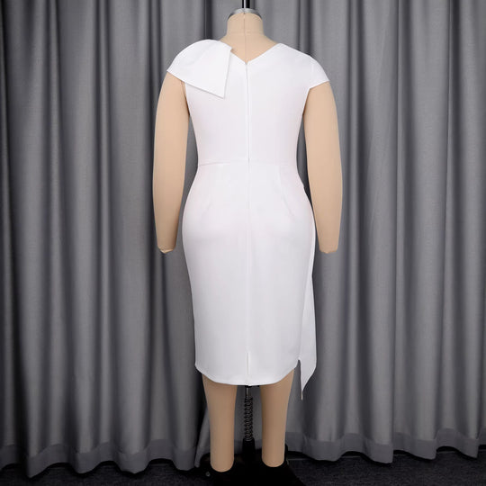Damen elegantes Wickelkleid mit Rüschenkante und funkelnden Knopfdetails EB