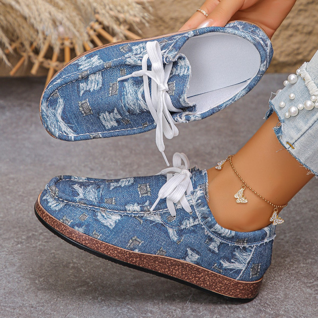 Damen Freizeitschuh mit stylishem Denim-Obermaterial und komfortabler Schnürung EB