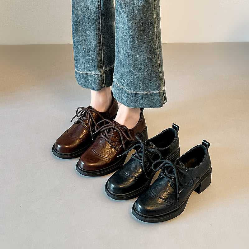 Damen Bequeme Schnürschuhe mit blockierendem Absatz EB
