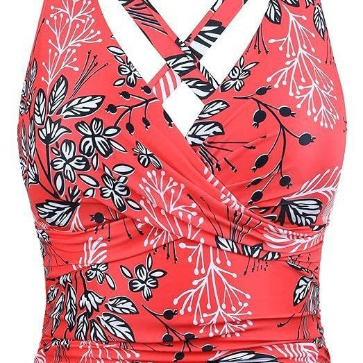 Damen Sportliches Tankini-Oberteil mit floralem Schnitt EB