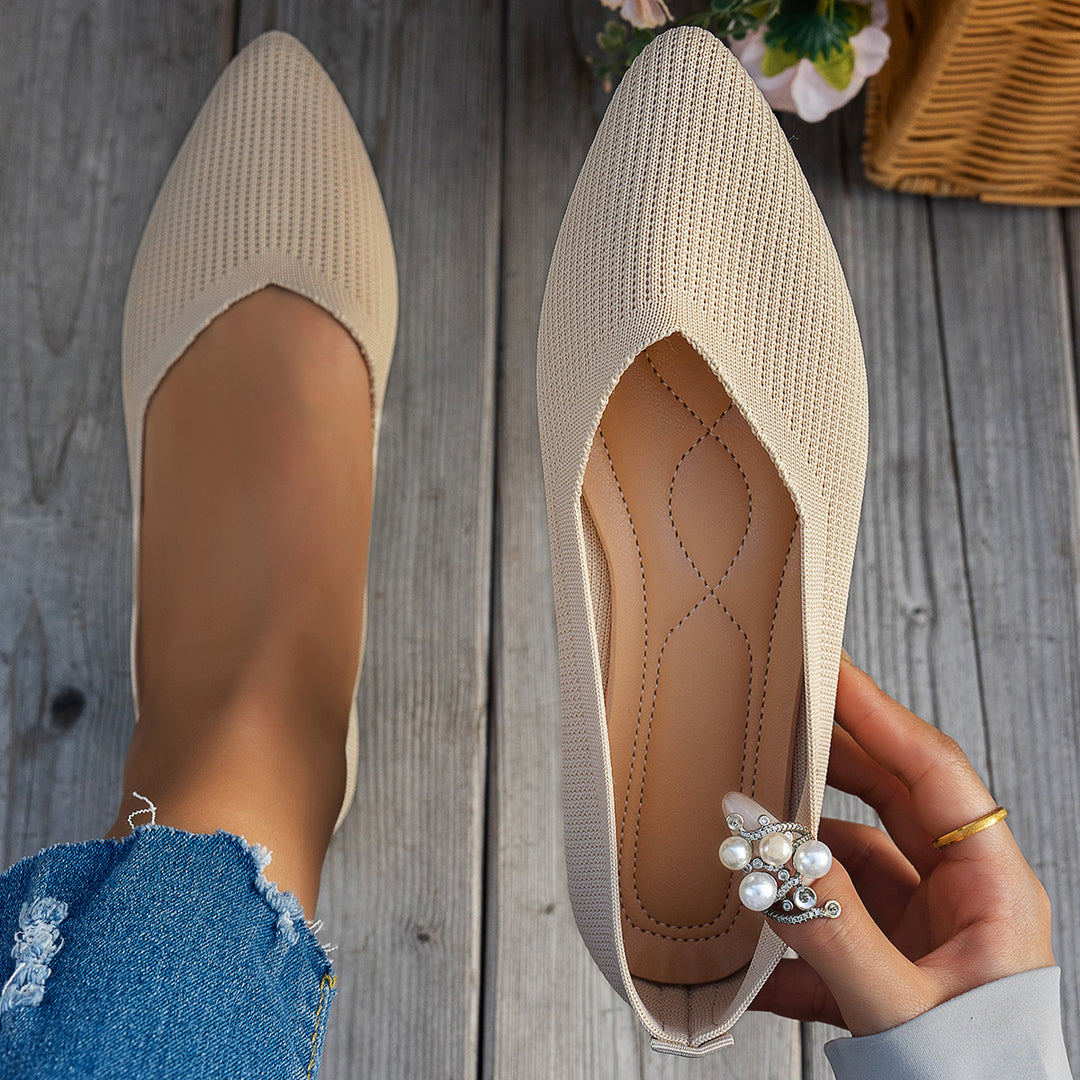 Damen Ballerinas mit kreativem Hahnentrittmuster und flexiblem Fußbett EB