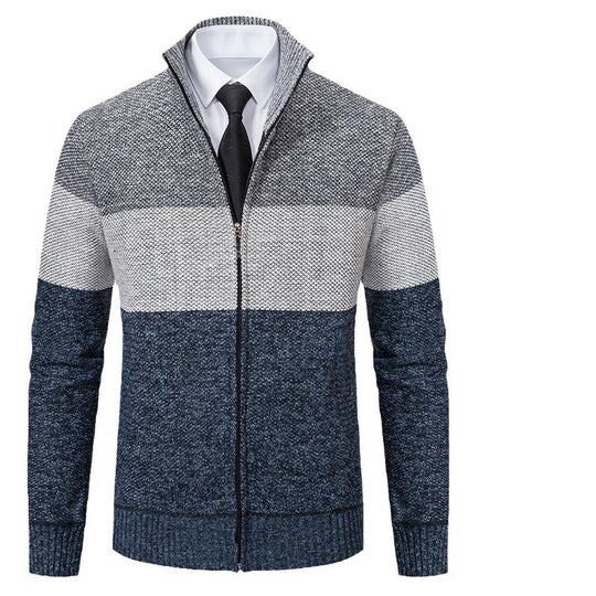 Herren modische Strickjacke mit strukturiertem Farbblockdesign EB