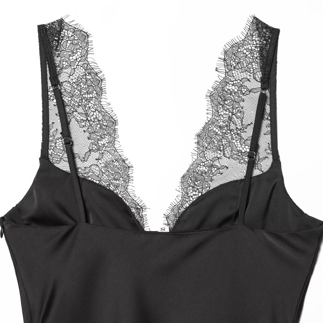 Damen elegantes Camisole-Top mit Spitzenbesatz und hochwertigem Stoff EB