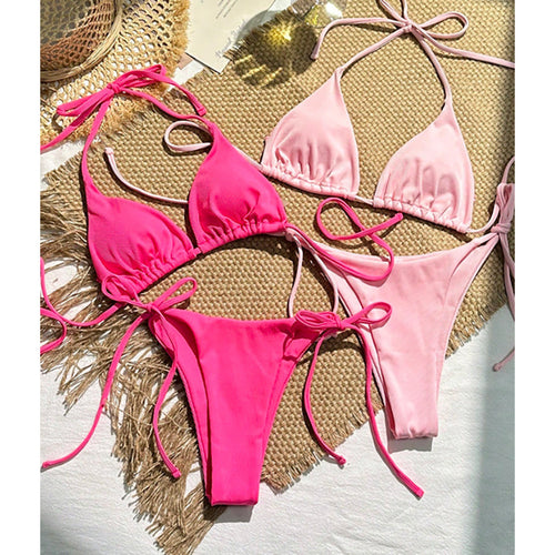 Damen Triangel-Bikini mit bindbaren Schnüren EB