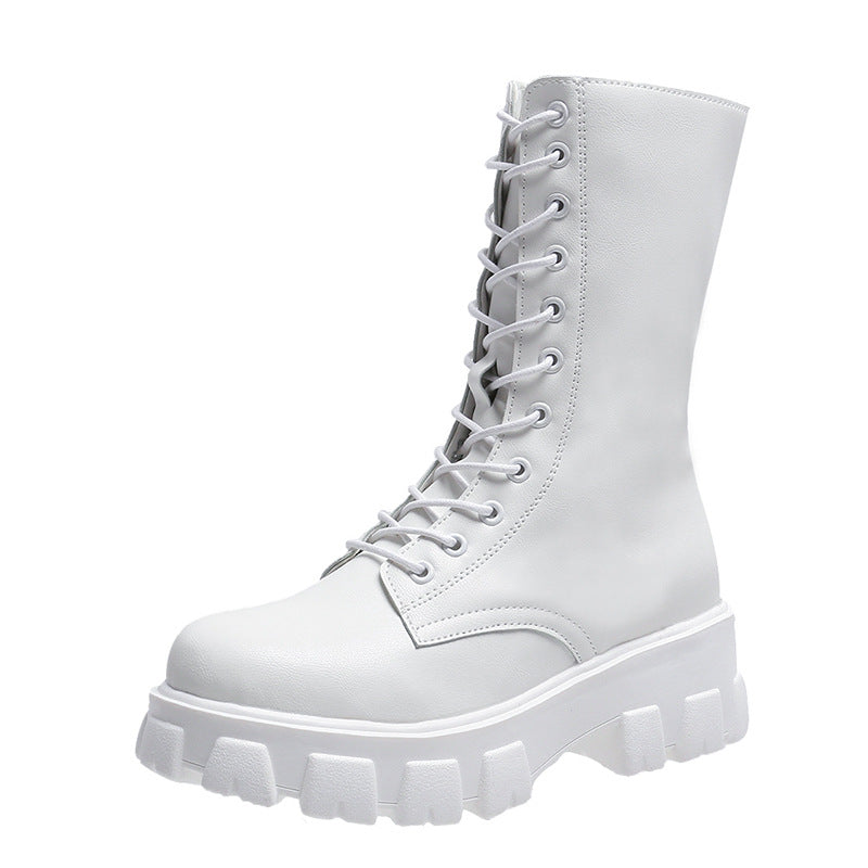 Damen Combat Boots mit extrastarker Profilsohle und modischem Schnürsystem EB