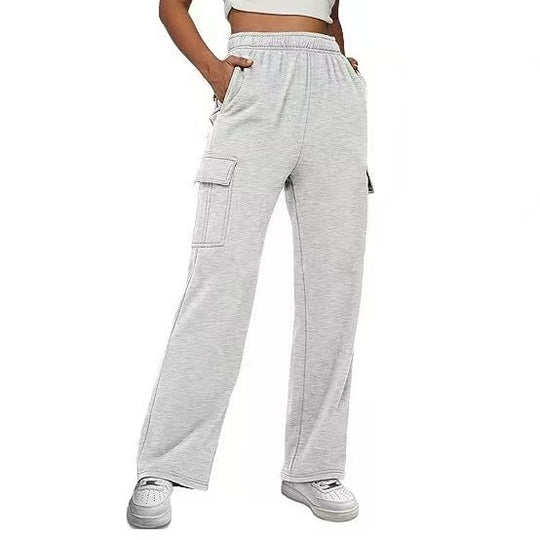 Damen nan relaxed-fit Cargo-Jogginghose mit geradem Bein, Elastikbund und aufgesetzten Klappentaschen EB