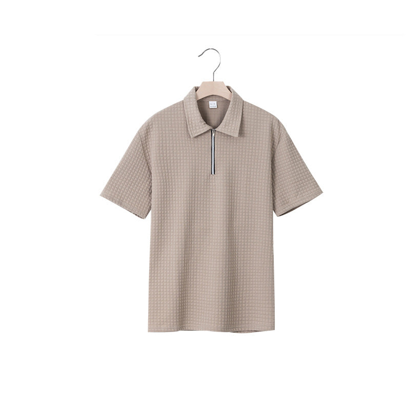 Herren Kurzarm Polo-Shirt mit strukturiertem Design und Reißverschluss EB