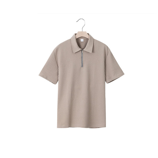 Herren Kurzarm Polo-Shirt mit strukturiertem Design und Reißverschluss EB