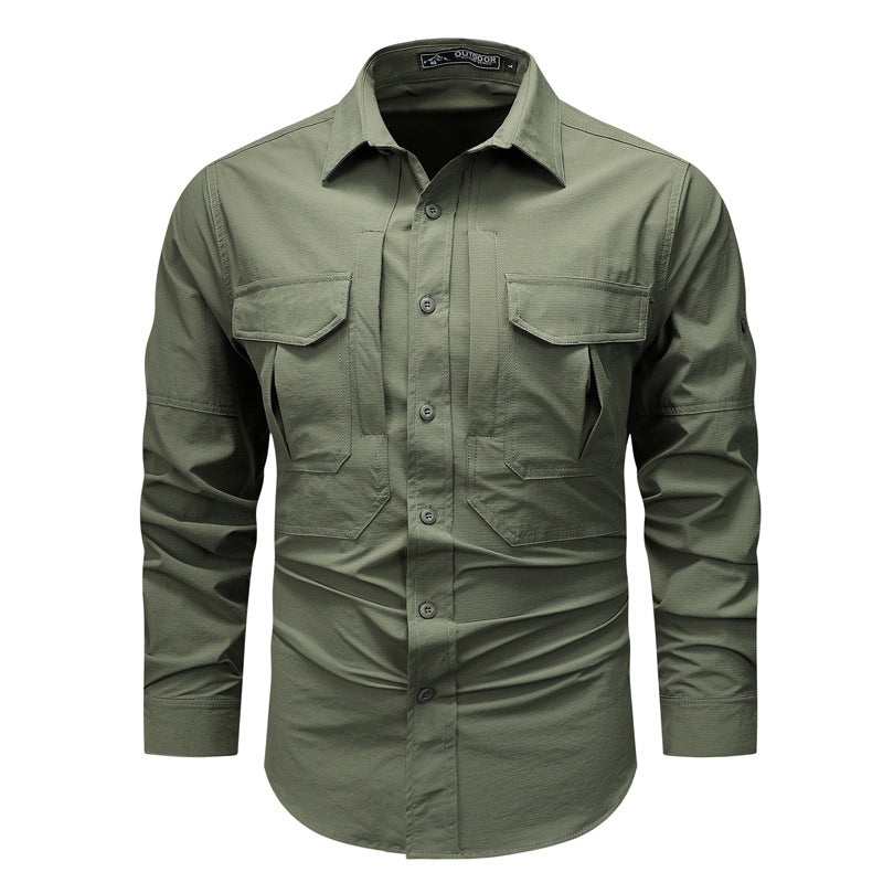 Herren nan strukturiertes Overshirt aus atmungsaktivem Ripstop mit zwei Klappbrusttaschen EB